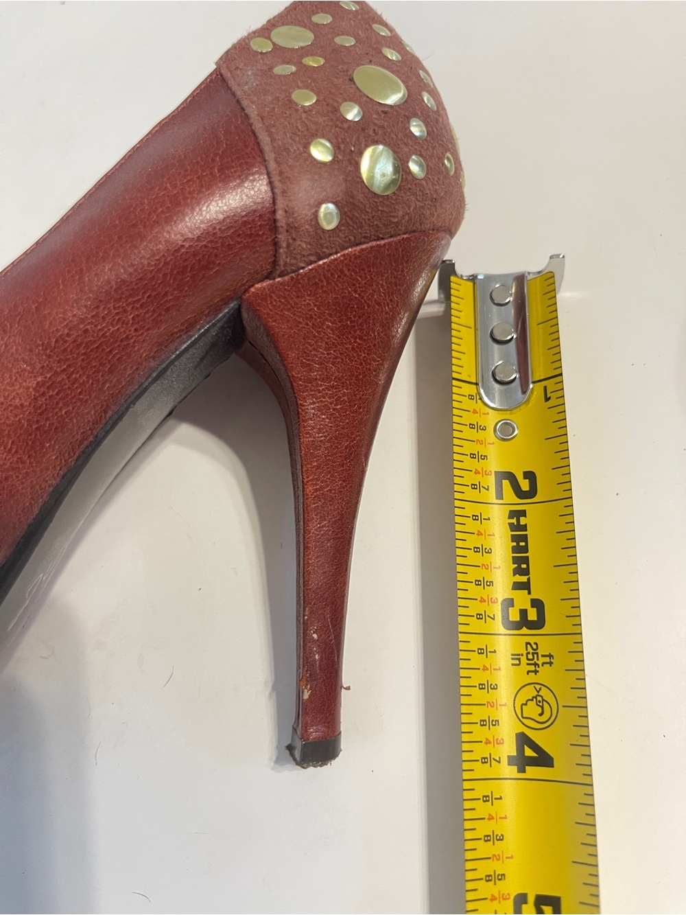 Steve Madden Tifani Size 7 Studded Heels - Burgundy/Rust Pumps - Picture 8 of 8